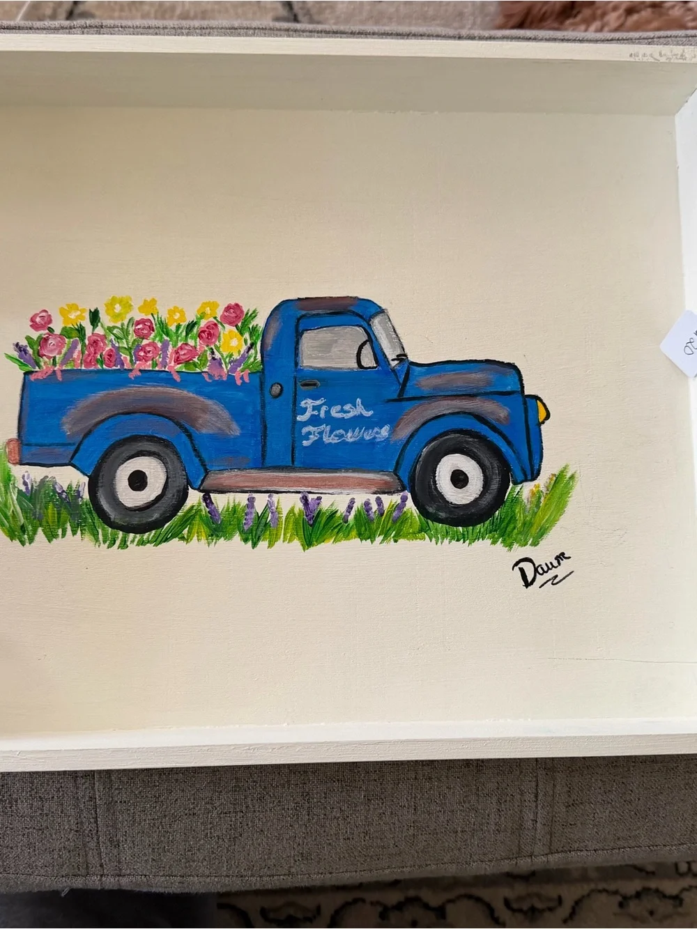 Blue Vintage Truck Wall Art - Fresh Flowers